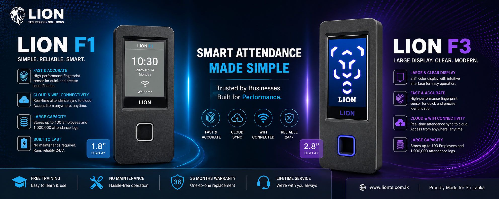 Lion fingerprint time and attendance machines with Wi-Fi and cloud connection